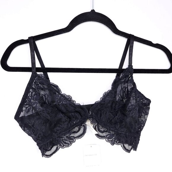 Free People Intimately Bra Lace Sheer Wireless Size Medium Black Adjustible - Picture 1 of 13